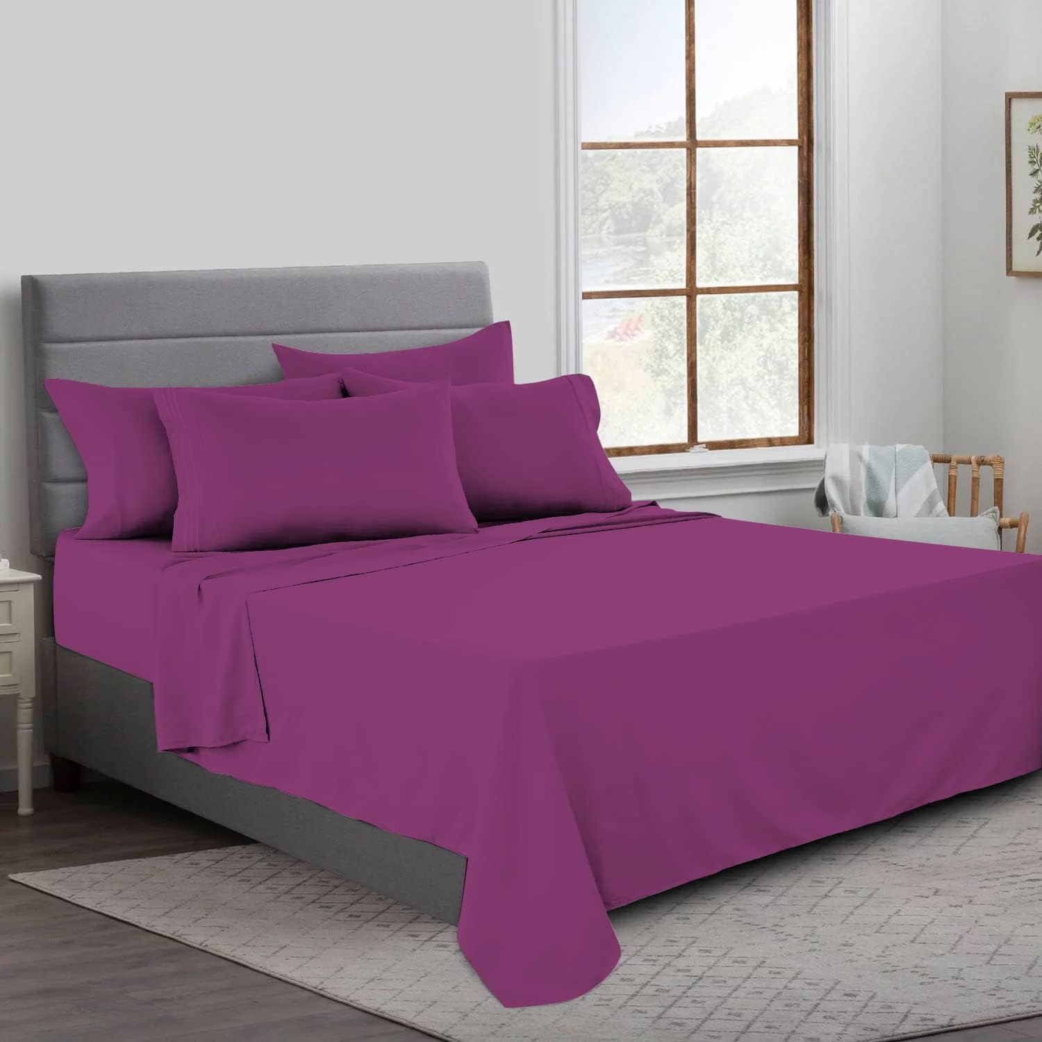 MistyMorning Flat Sheet, Soft & Premium quality Bedding & Linen, 100% Egyptian Cotton with 200 Thread Count. (Purple, Double) - Image 3