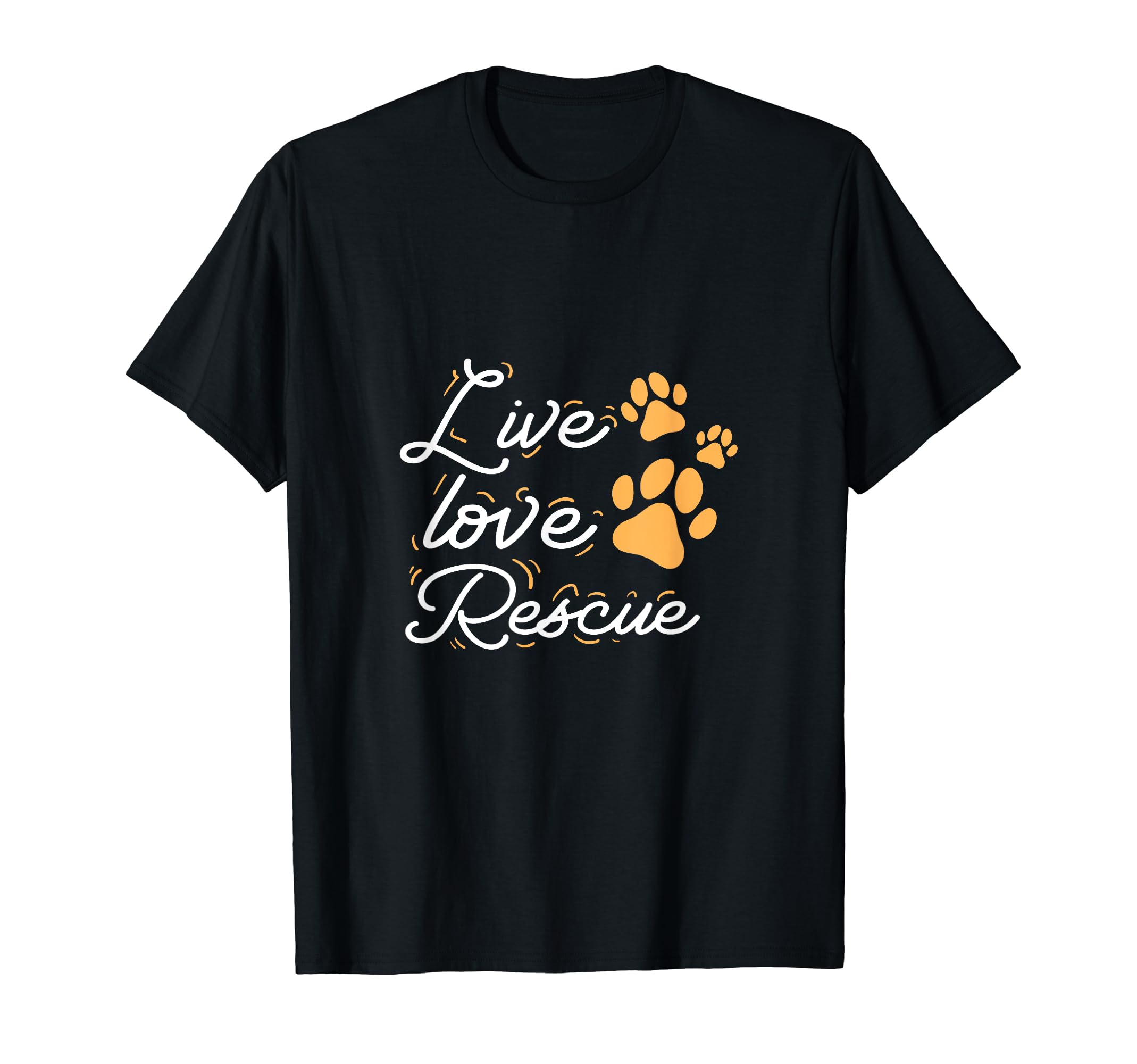 Pet Adopt Adoption Live Love Rescue Animal Shelter Pawprint T-Shirt, Black