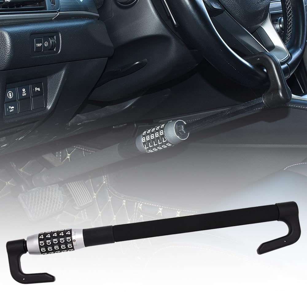Blueshyhall Auto Lenkradschloss Bremspedal mit Zahlenschloss, Diebstahlsicherung Auto Kupplungsschloss mit 53-80 cm Versenkbarer Haken Wegfahrsperre Auto Pedalschloss Car Anti Theft Pedal Lock