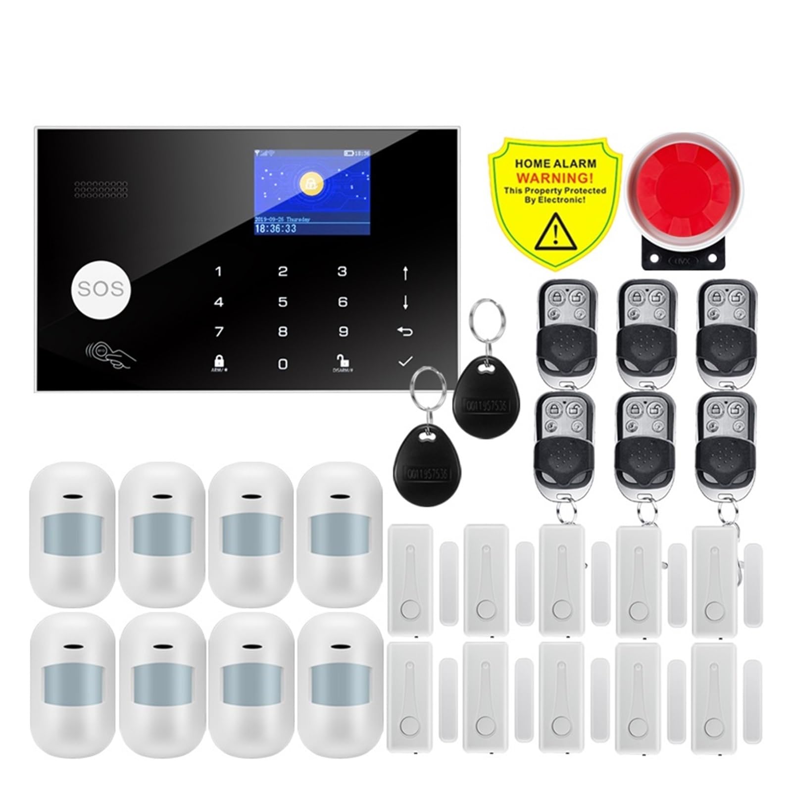 Système d'alarme Filaire sans Fil for la sécurité Anti-cambriolage de Maison Intelligente 433 MHz GSM Alarme App contrôle pour la Maison et Le Garage(W7B11)