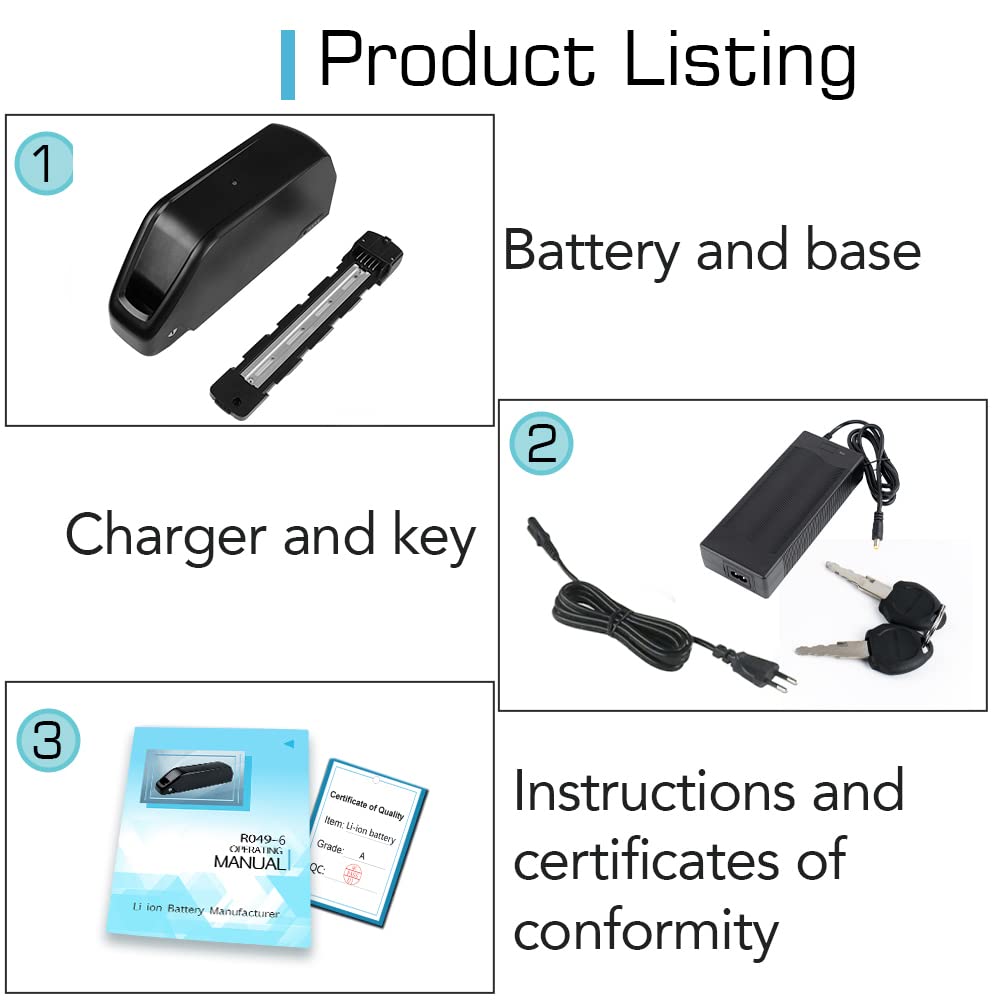 48V Hailong Batterie Lithium-ION 25Ah 1500W pour vélo électrique avec Cellule Samsung5000mAh – Batterie de vélo électrique Lithium-ION pour Moteur 1500W/1200W/1000W/750W/500W
