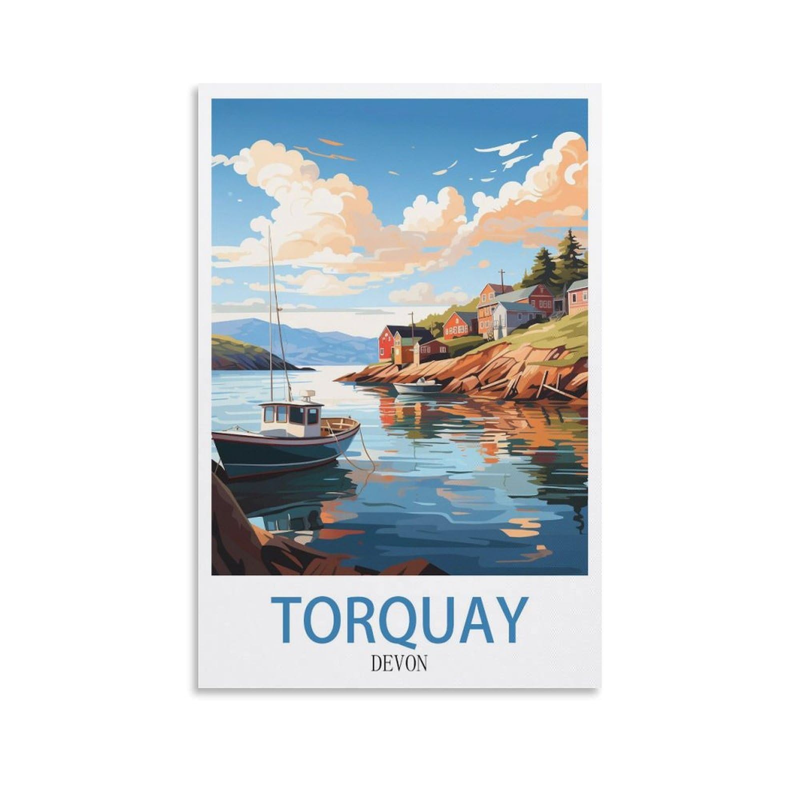 EZMLFA 5D Diamond Art Kits for Beginner,Torquay Devon,Diamond Art Kits Gem Cross Stitch Easy Kits for Beginner Crystal Art Crafts Home Wall Decor 50x60cm