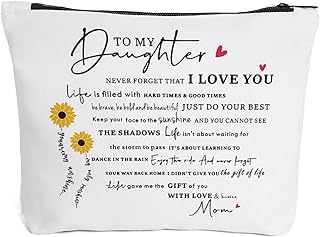 Daughter Gift from Mom, Birthday Gift to Daughter from Mom Love Letter to Daughter Gift from Mom to My Daughter Makeup Bag from Mom Encouragement Gifts for Daughter-Never Forget That I Love You