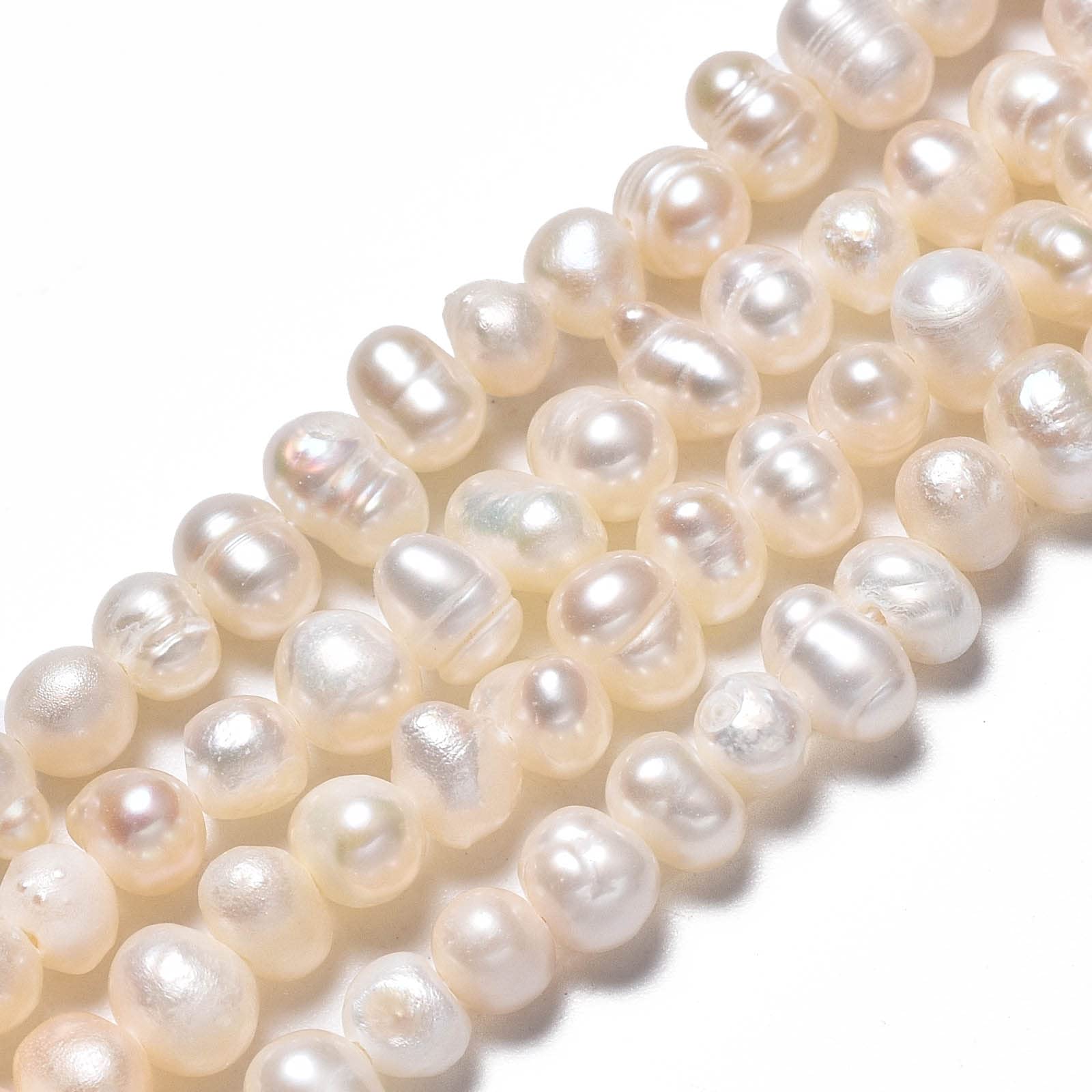 Fashewelry 2 Strands 4~5mm Natural Pearl Beads Potato Round White Cultured Freshwater Pearls About 80pcs/Strand for DIY Necklace Bracelet Earrings Jewellery Making - Image 4
