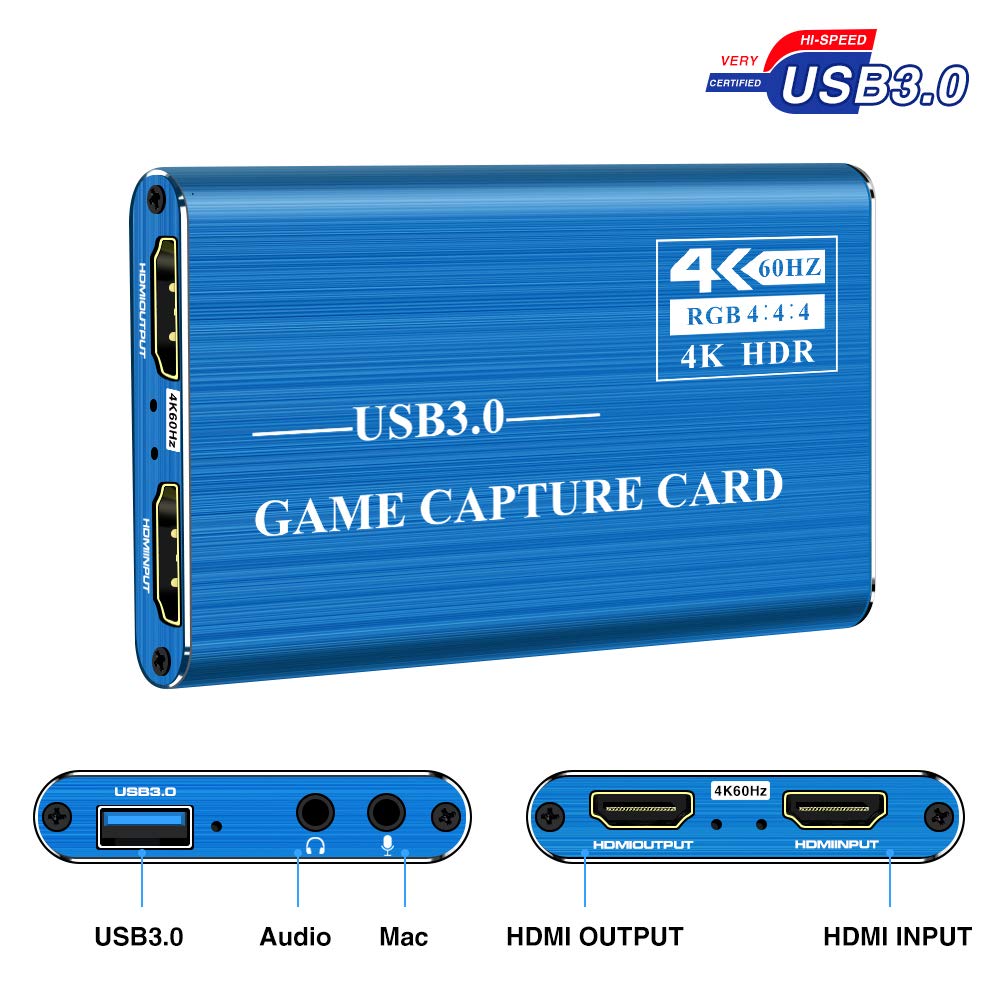Amazon.com: Audio Video Capture Card, HDMI USB3.0 4K 1080P 60fps Reliable  Portable Video Converter for Game Streaming Live Broadcasts Video Recording  : Electronics