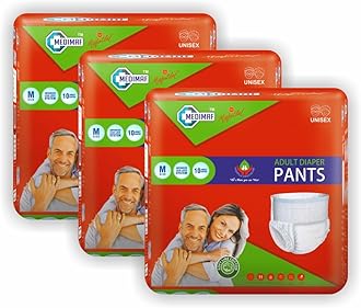 Medimaf By Mafatlal Premium Adult Diaper Pants M Size (24-45 Inch / 60-115 cm) - 30 Count | Unisex | Leakproof & Extra Absorbency | Wetness Indicator