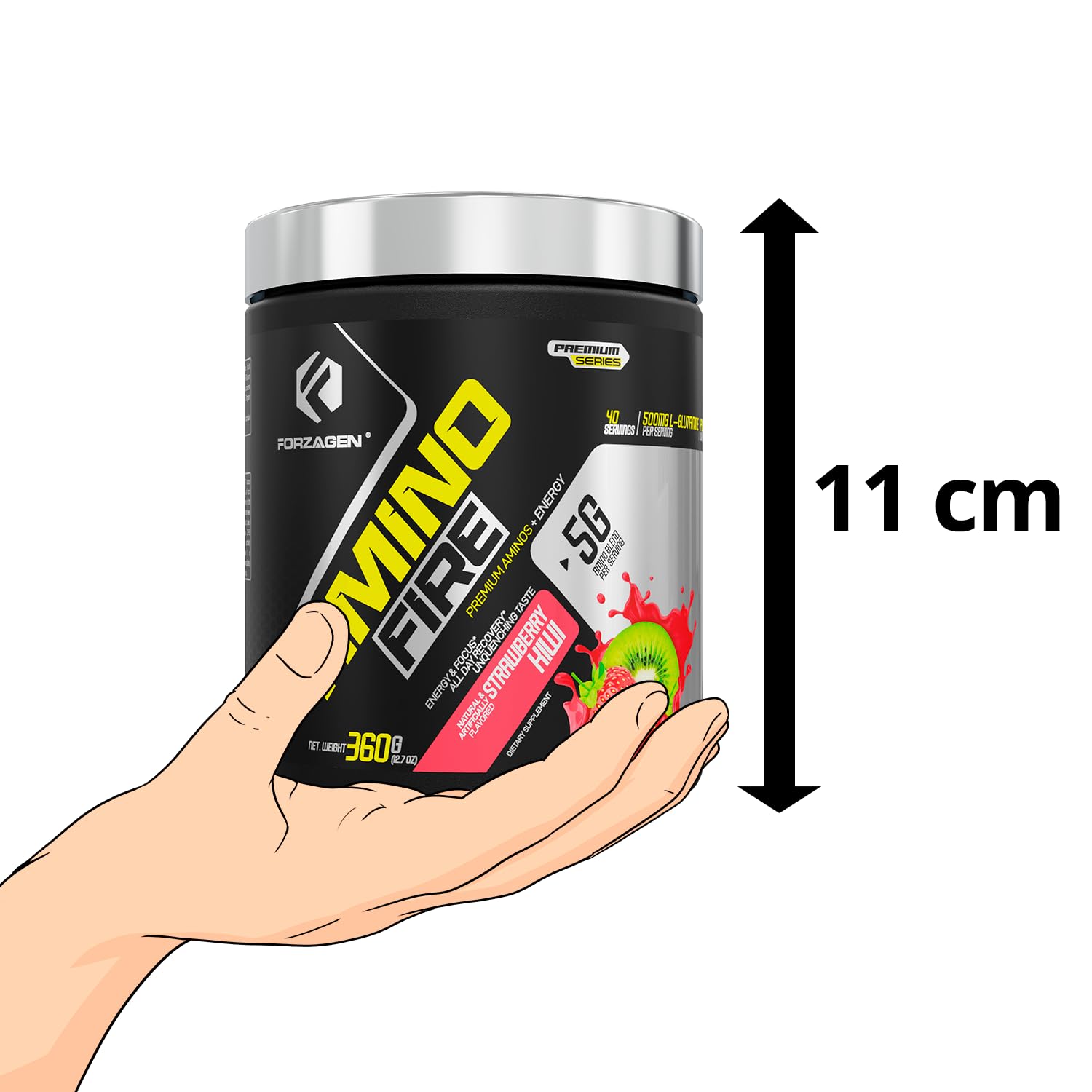 Forzagen Amino Fire | Essential Amino Energy Powder for Pre-Workout | BCAA Energy Boost & Muscle Recovery Drink Mix, Enhance Focus & Concentration, Dietary Supplement | Strawberry Kiwi, 40 Servings — Amazon image 9