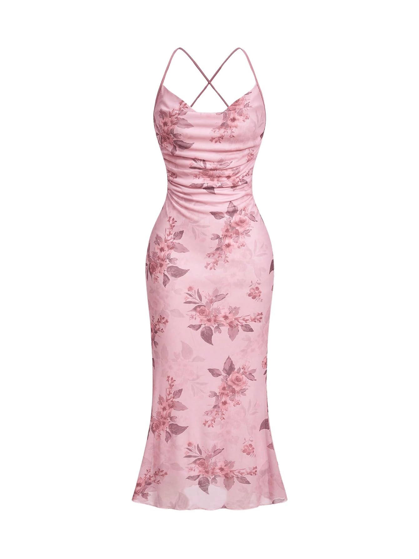 SOLY HUX Floral Mesh Bodycon Dress