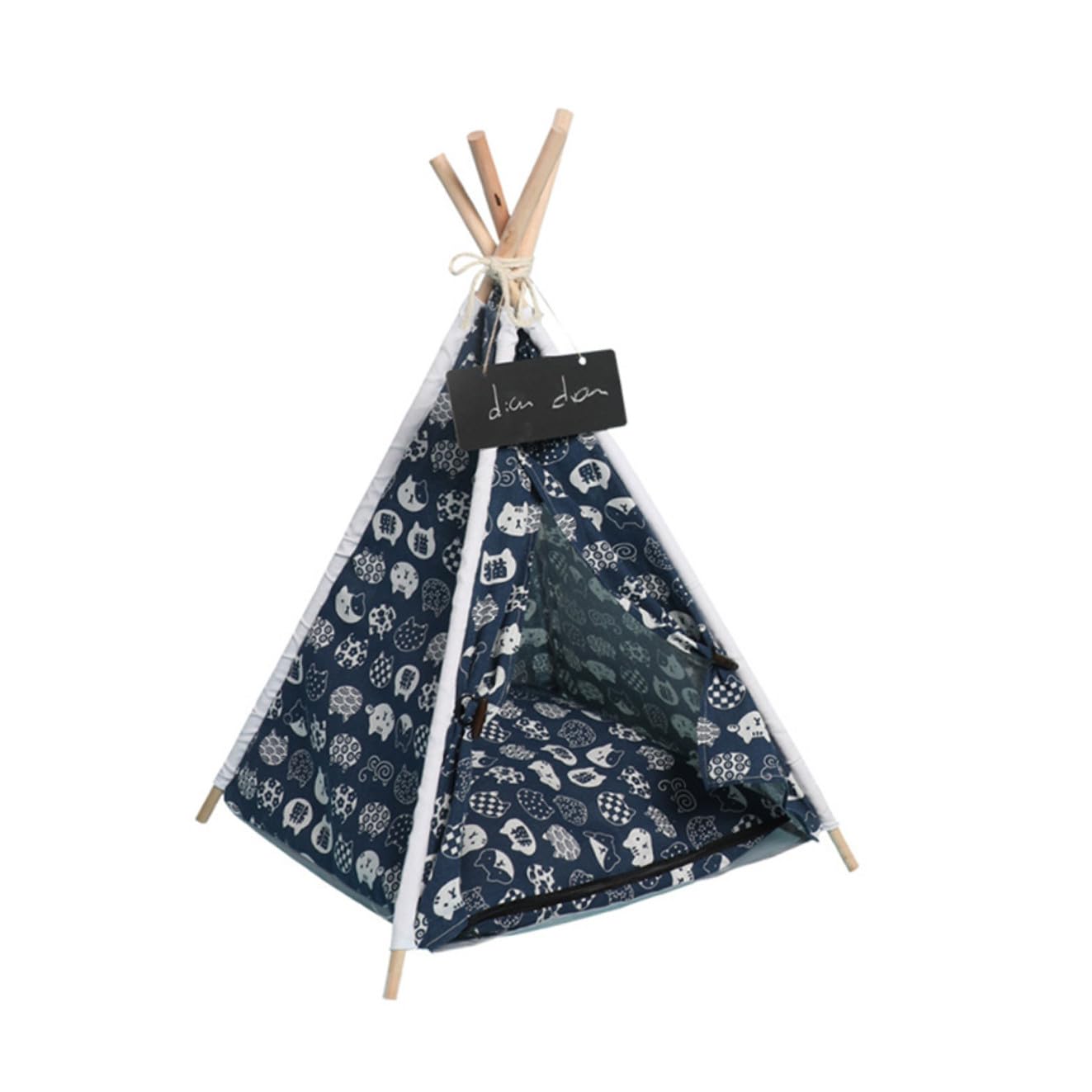 Tente pour animaux de compagnie en bois noble et lin naturel Niche Gadpiparty
