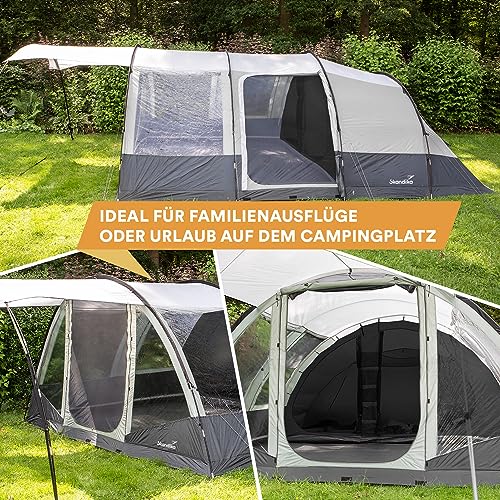 skandika 4/6 Personen-Zelt Falkenberg | Tunnelzelt/Familienzelt | 2 m Stehhöhe | 4.000 mm Wassersäule | Moskitonetze an Allen Eingängen | Leichter Aufbau durch farbkodierte Stangen (6-Personen) - 2