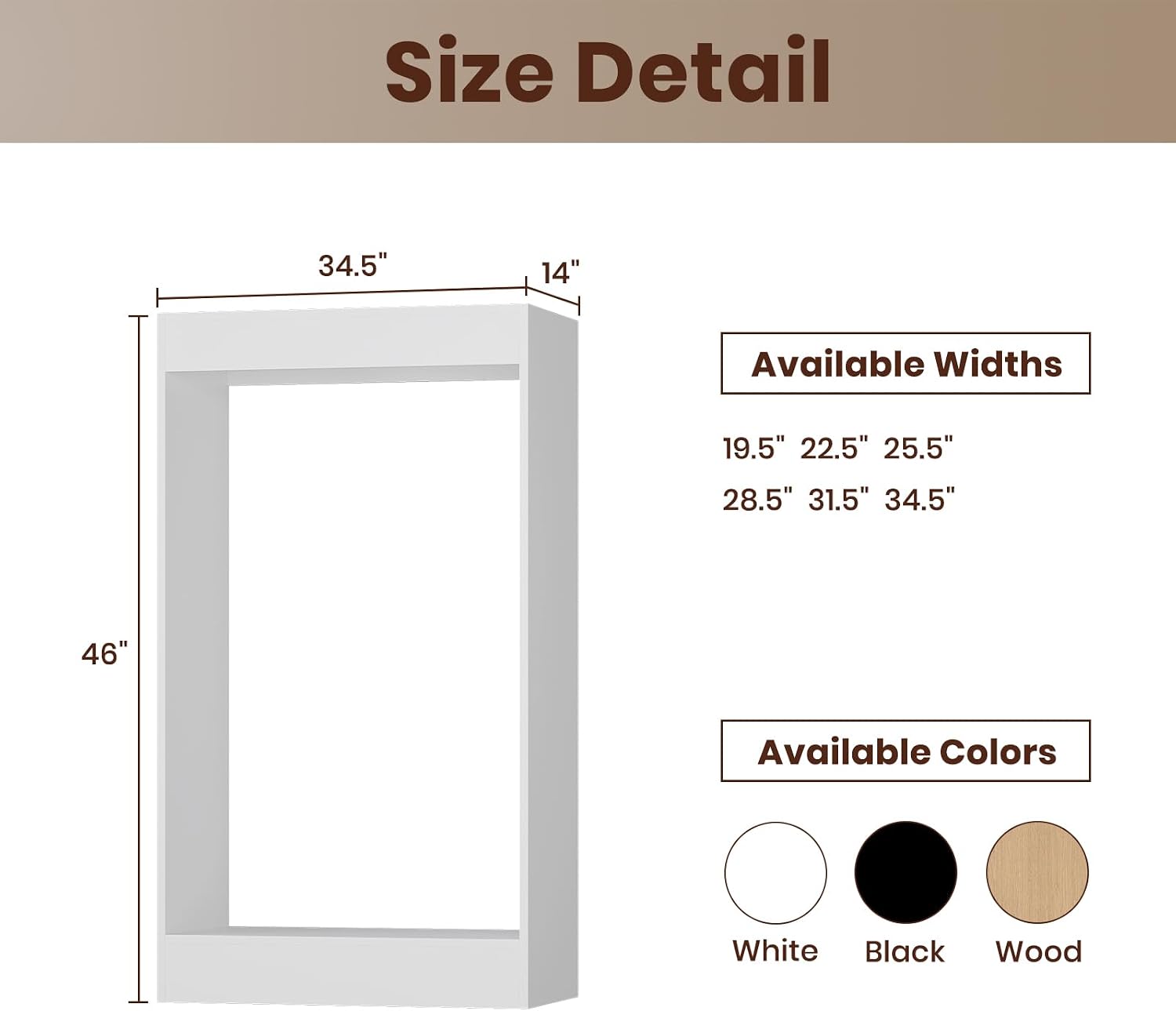 ROOMTEC 34.5" Double Hanging Closet Unit, Modular Closet System with Hanging Rod, Wardrobe Organizer for Bedroom or Walk-in Closet, Wall Mounted, Customizable Clothes Storage Unit, White