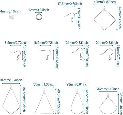 Miniatura 5 de Mega Pet Juego de 80 piezas de 5 estilos con cuentas de aro, aretes colgantes, ganchos, anillo de salto, cuadrado, triángulo, rombo, surtido, para