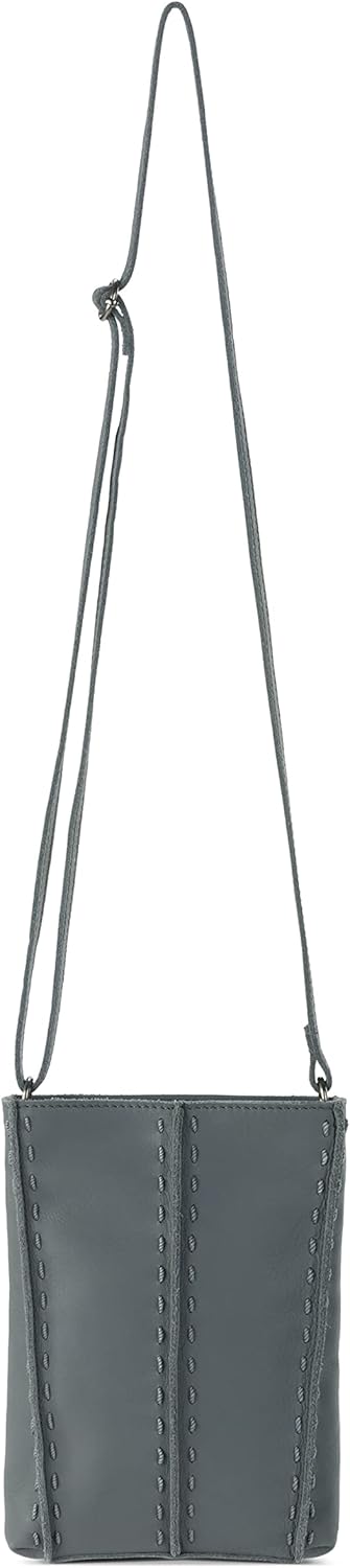 The Sak Los Feliz Mini Crossbody Bag in Leather, Large Purse with Single Adjustable Shoulder Strap, Dusty Blue