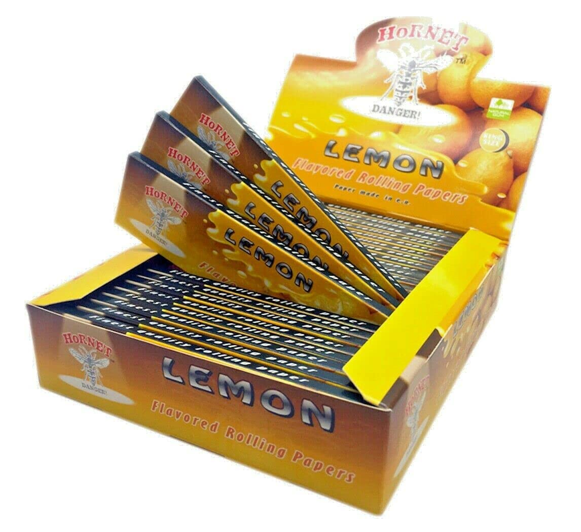Hornet Flavoured Papers King Size Slim Cigarette Rolling RIZLA Paper Pick N Mix (LEMON, 25)