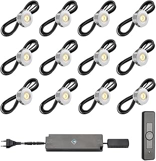 LED Einbaustrahler Terrassenüberdachung Pals ab mit Fernbedienung | Wintergarten Beleuchtung - Einbauleuchten - Terrassendach - Überdachung | 3W - Dimmbar - Warmweiß | Set mit 12 Stück