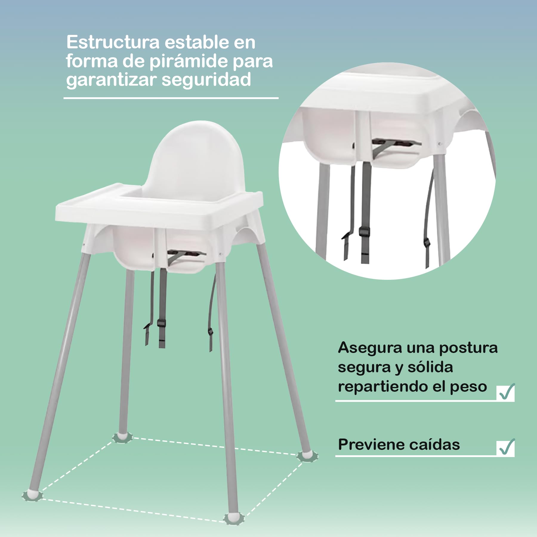 Chaise Haute Bébé Premium avec Plateau Amovible – Chaise Haute Empilable, Démontable et Facile à Nettoyer · Pieds en Acier · Harnais de Sécurité · Usage Domestique et Professionnel · Compatible avec I