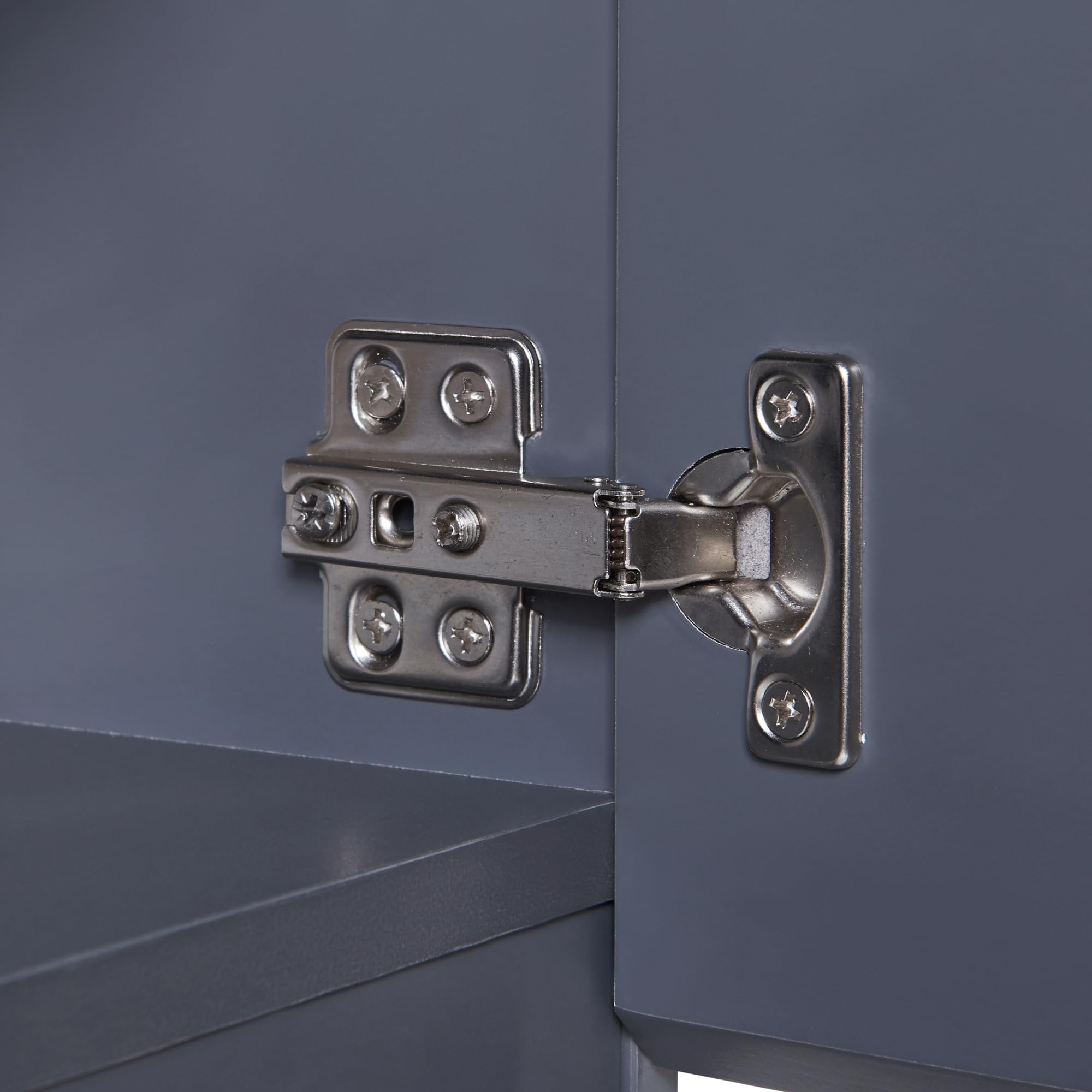 [en.casa] Armoire Murale de Salle de Bain avec Porte et Compartiment Ouvert Meuble de Rangement Stockage pour Buanderie Entrée Chambre Cuisine MDF 60 x 30 x 30 cm Gris