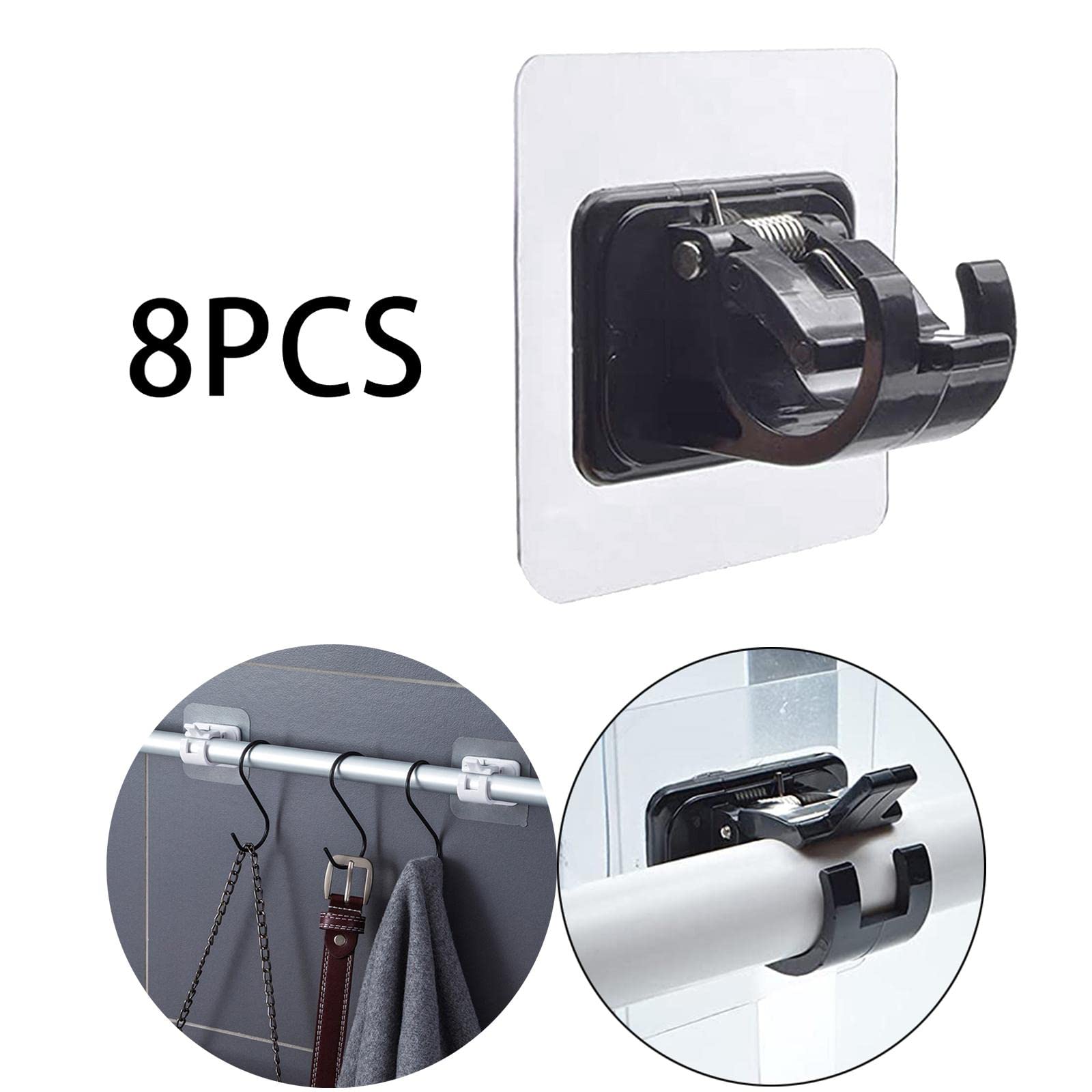 Lot de 5 supports de tringle à rideaux - 8 supports muraux - Utilisation fixe - Noir