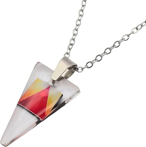 Energy-field enhancing' Necklace made of Diamond Glass, 46cm Stainless Steel Chain, with embedded Quantum Field Vortex card for personal protection and geopathic stress firewall