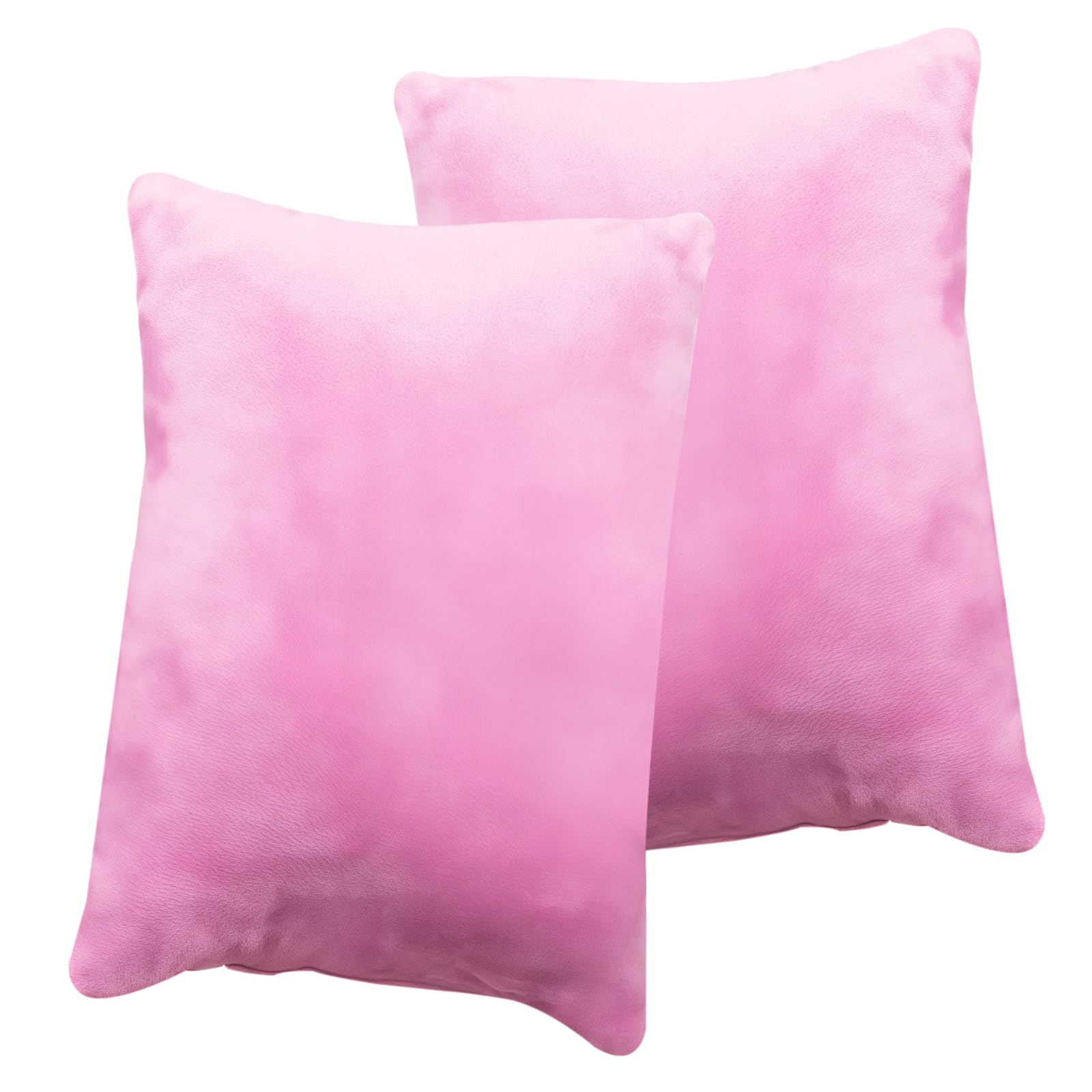 Mini cuscini: 2 cuscini da viaggio in morbido peluche, comodi e piccoli, per animali e bambini, adatti per ufficio, auto, animali domestici, viaggi e dormire (28 x 18 cm, rosa)