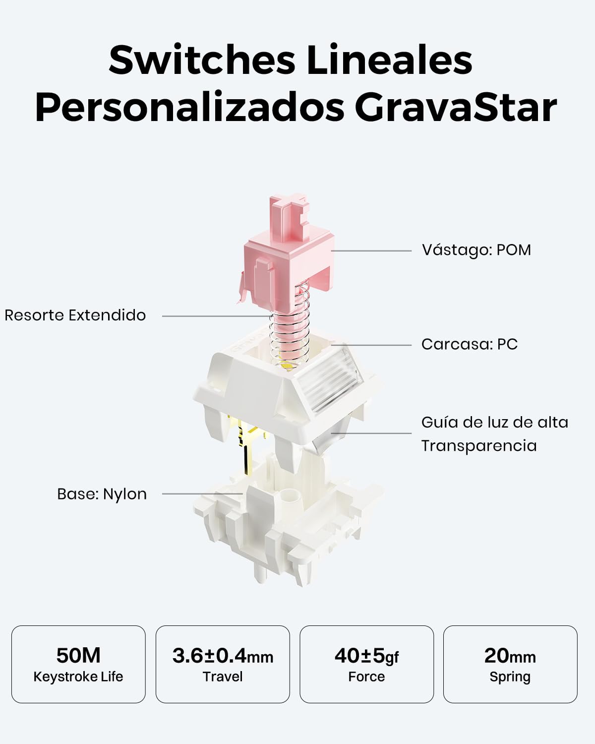GravaStar Mercury K1 Teclado Mecánico Gaming con Marco de Aluminio, 75% Inalámbrico, Teclado para Juegos, Intercambiable en Caliente, Gasket, Teclado RGB Trimodo, Teclas PBT,QWERTY -Blanco
