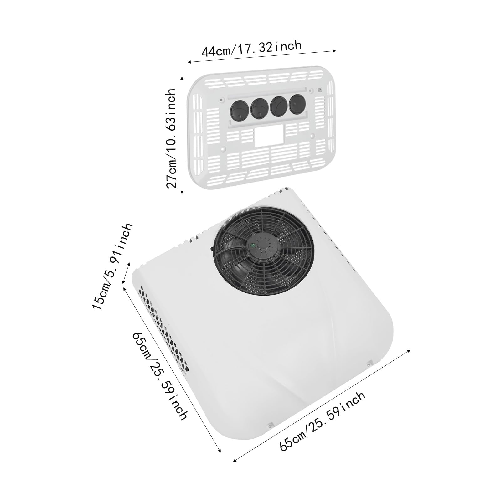 Aire acondicionado de techo ultrafino de 12 V, silencioso, eléctrico automotriz, unidad de aire acondicionado con calefacción y refrigeración, universal para caravanas, caravanas, camping, camiones y