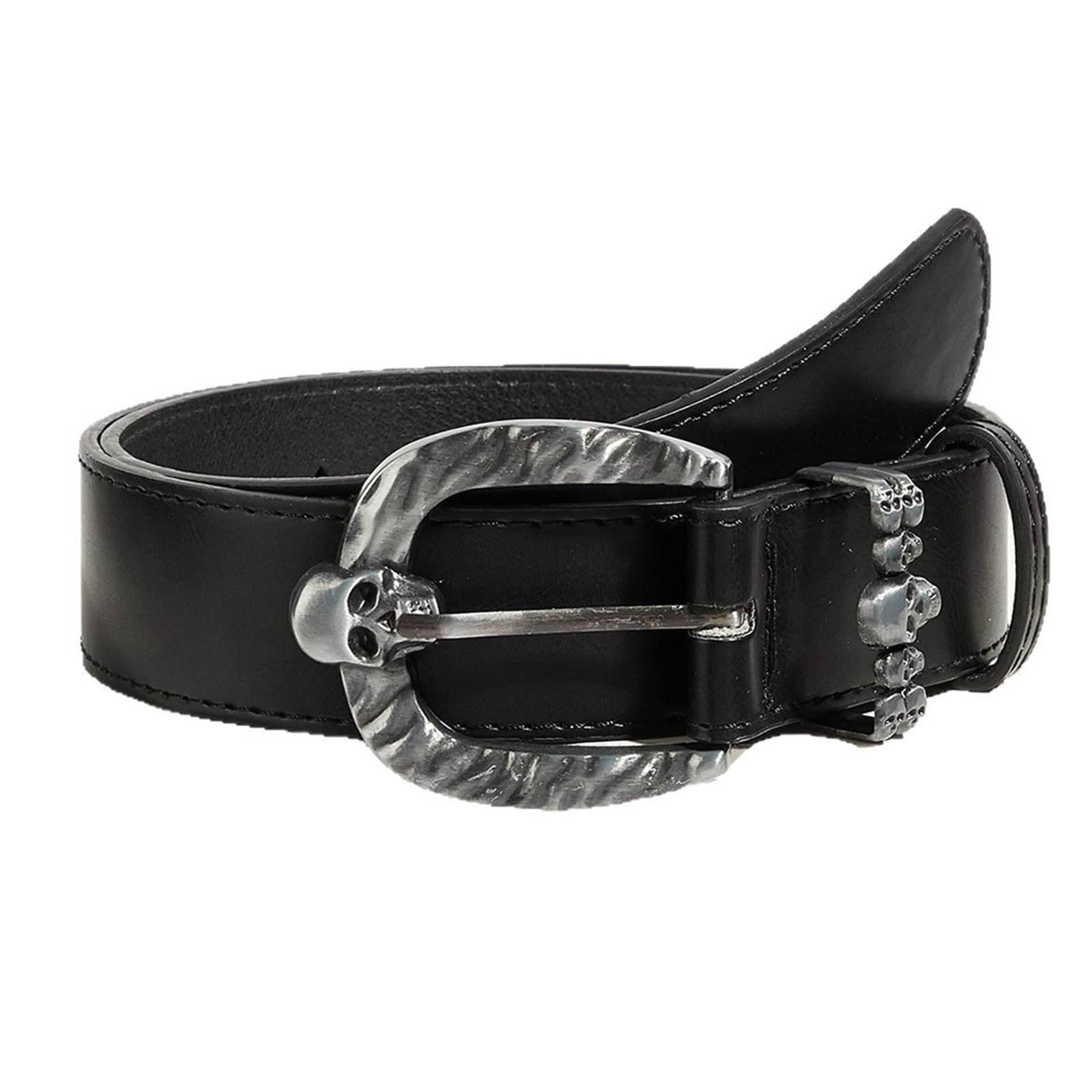 MICFENY Adjustable Skull Pin Buckles Waist Belt for Men PU Leather Waist Strap with Punk Design for Jeans Pants Various Outfit