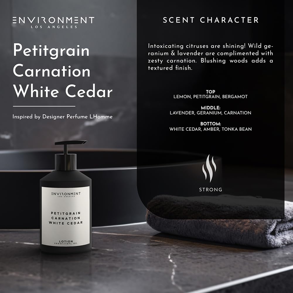 ENVIRONMENT Inspired by Designer Perfume DYPT, 300ml Luxury Scented Lotion (Petitgrain | Carnation | White Cedar) Bathroom Luxury, Men & Women High-End Body Lotion, Hand Cream, Dry Skin Treatment - Image 6