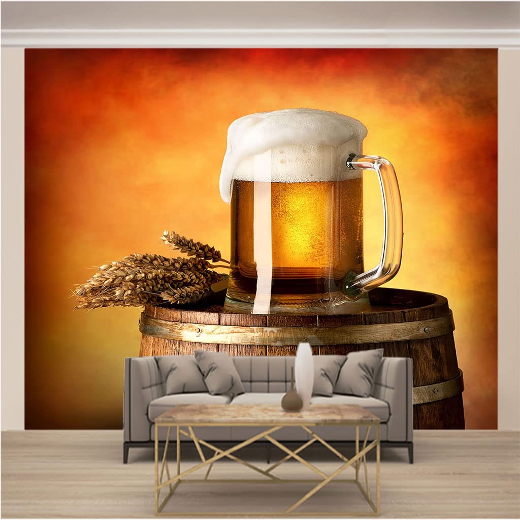 Papier Peint Bière 3D XXL pour décorer un salon ou un coin bar moderne