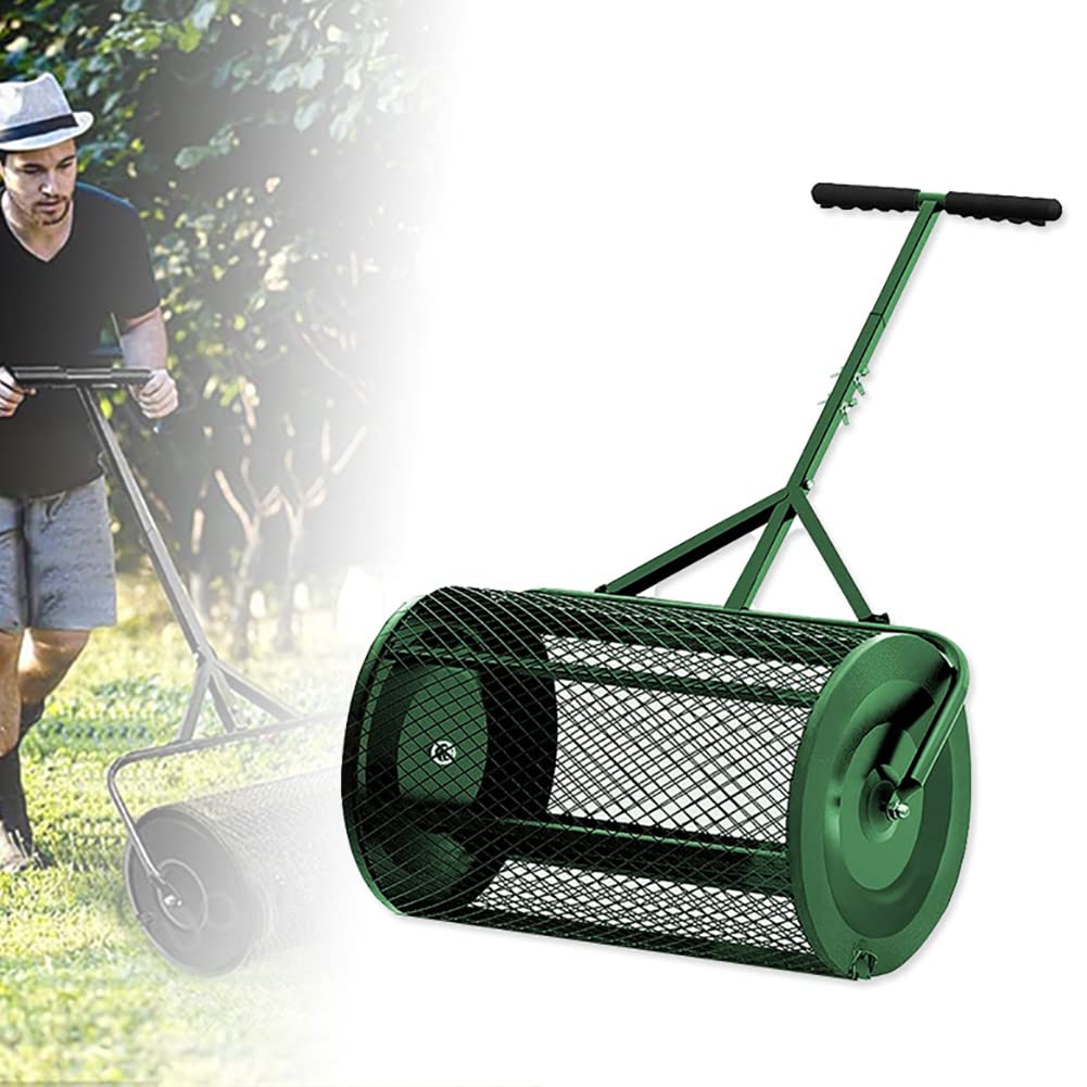 Esparcidor de abono para césped y jardín, esparcidor de turba, esparcidor de abono fertilizante con mango en forma de T, duradero y liviano, para abono superficial, tierra, mantillo, fertilizante,