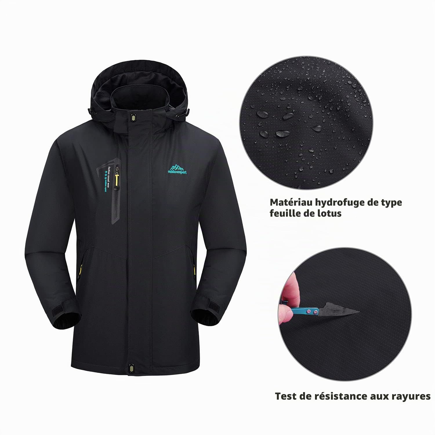 Femmes Imperméable Léger Manteau de Pluie Sport Montagne Hiver Veste à Capuche