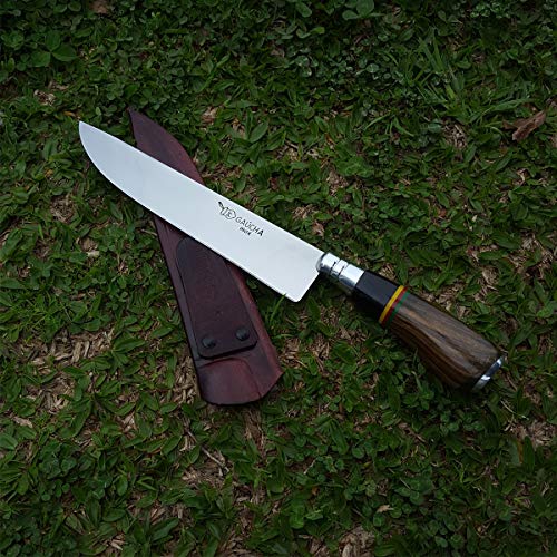 Facas Gaúcha, 1008MRS, Faca de Churrasco 8'' Inox Cabo de Madeira Chifre com Bainha
