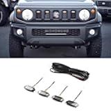 Car Front Warning Bulbs with Amber/White Lights Decorative LED Lamps 4PCS,For Suzuki Jimny 2-Door 4-Door 2018-2025，Auto Front Bumper Grille LED Grille Lights