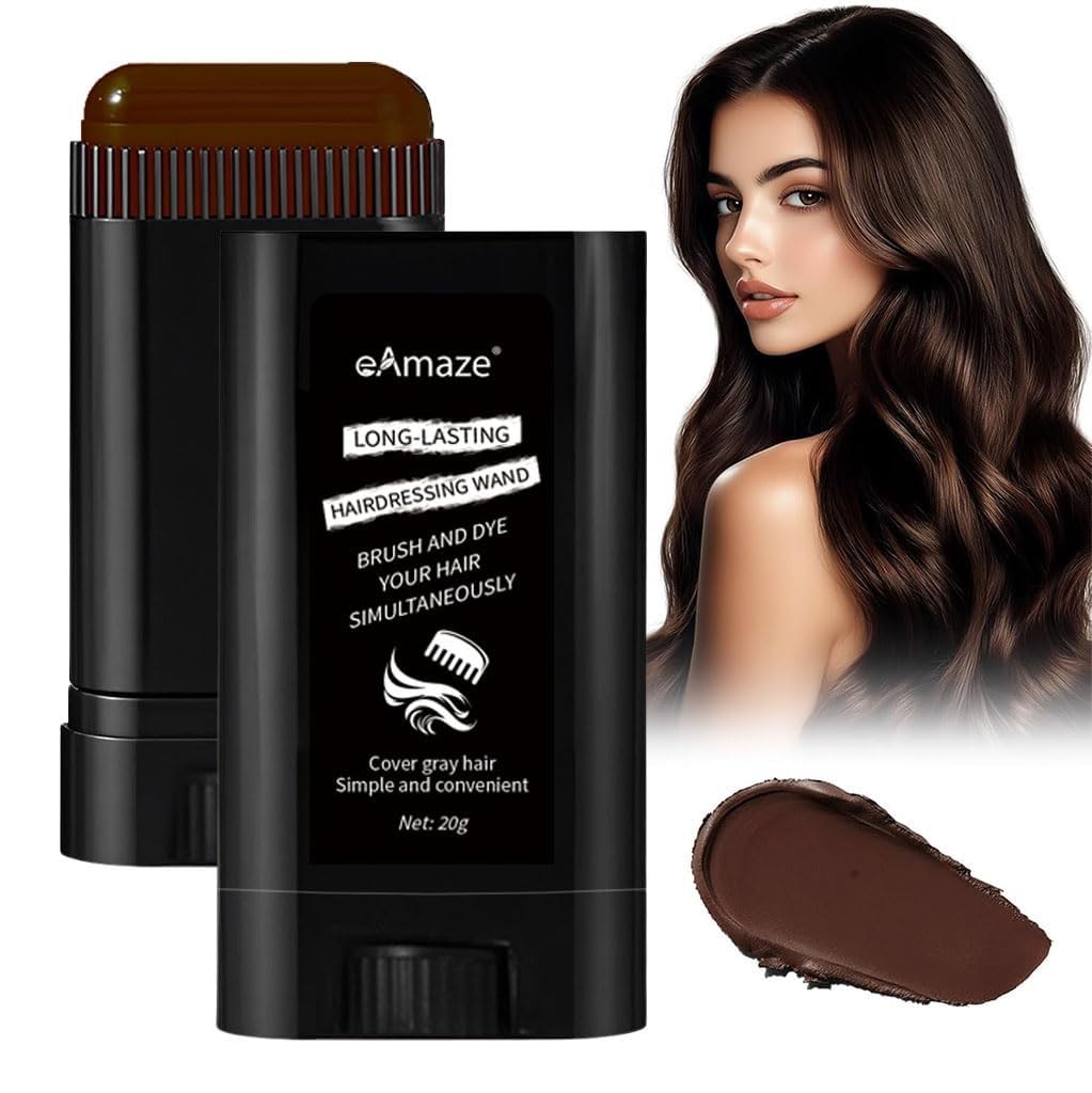Hairline Powder Stick for Gray Hair Coverage, Long-Lasting Hair Root Touch Up Wand, Instant Temporary Hair Dye Brush for Thinning Hair & Bald Spots, Natural Looking Hairline Concealer Stick 20g (Dark Brown)-picture-26