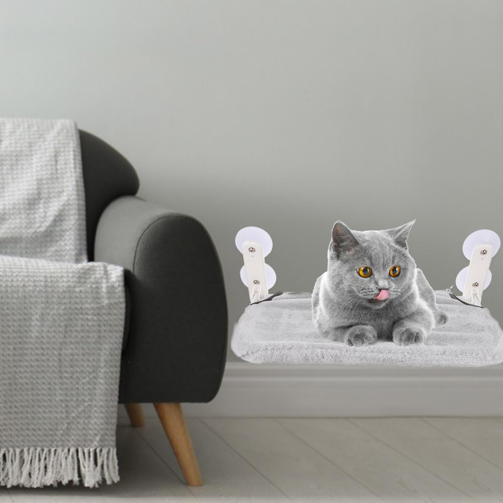 HANABASS Cat Window Perch Hammock per Gatti con Ventose Lettino da Finestra Design Pratico per Relax e Gioco di Gatti