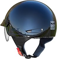 Vista 4 de GLX M14 - Casco de motocicleta de cara abierta, negro, pequeño, aprobado por DOT