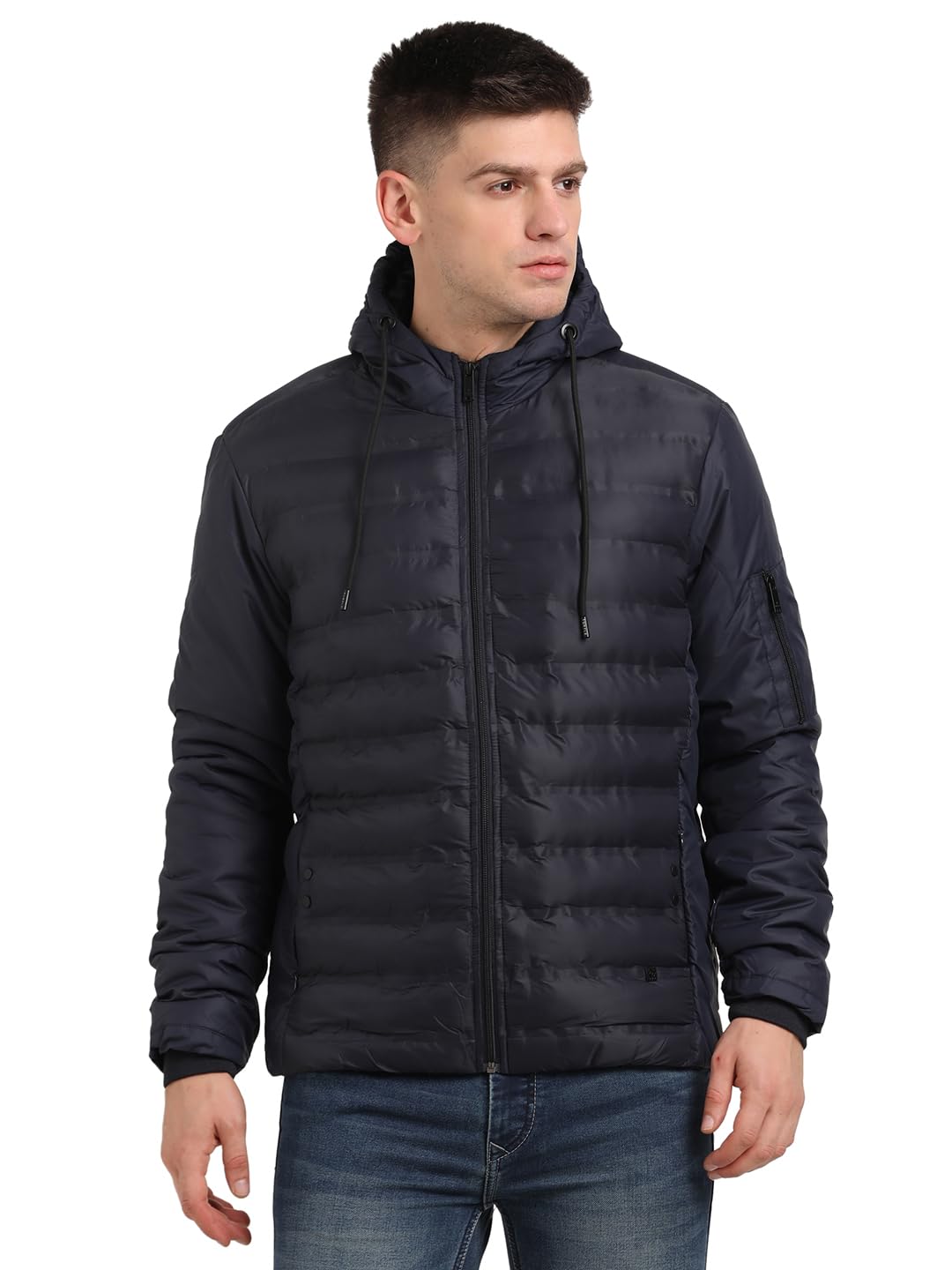 turtle Men Navy Solid Full Sleeve Nylon Hooded Windcheater Jacket||Hooded jacket||Windcheater-picture-11