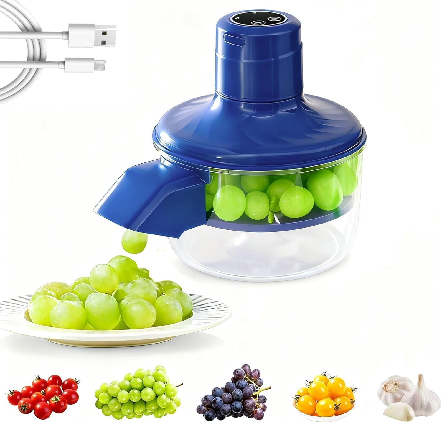 Automatic Electric Grape Peeler Machine, Rechargeable Garlic & Cherry Tomato Skin Remover Tool, Fast Small Fruit Peeler for Home Kitchen & Commercial Use, Easy Clean Smart Electric Peeling Machine (1)