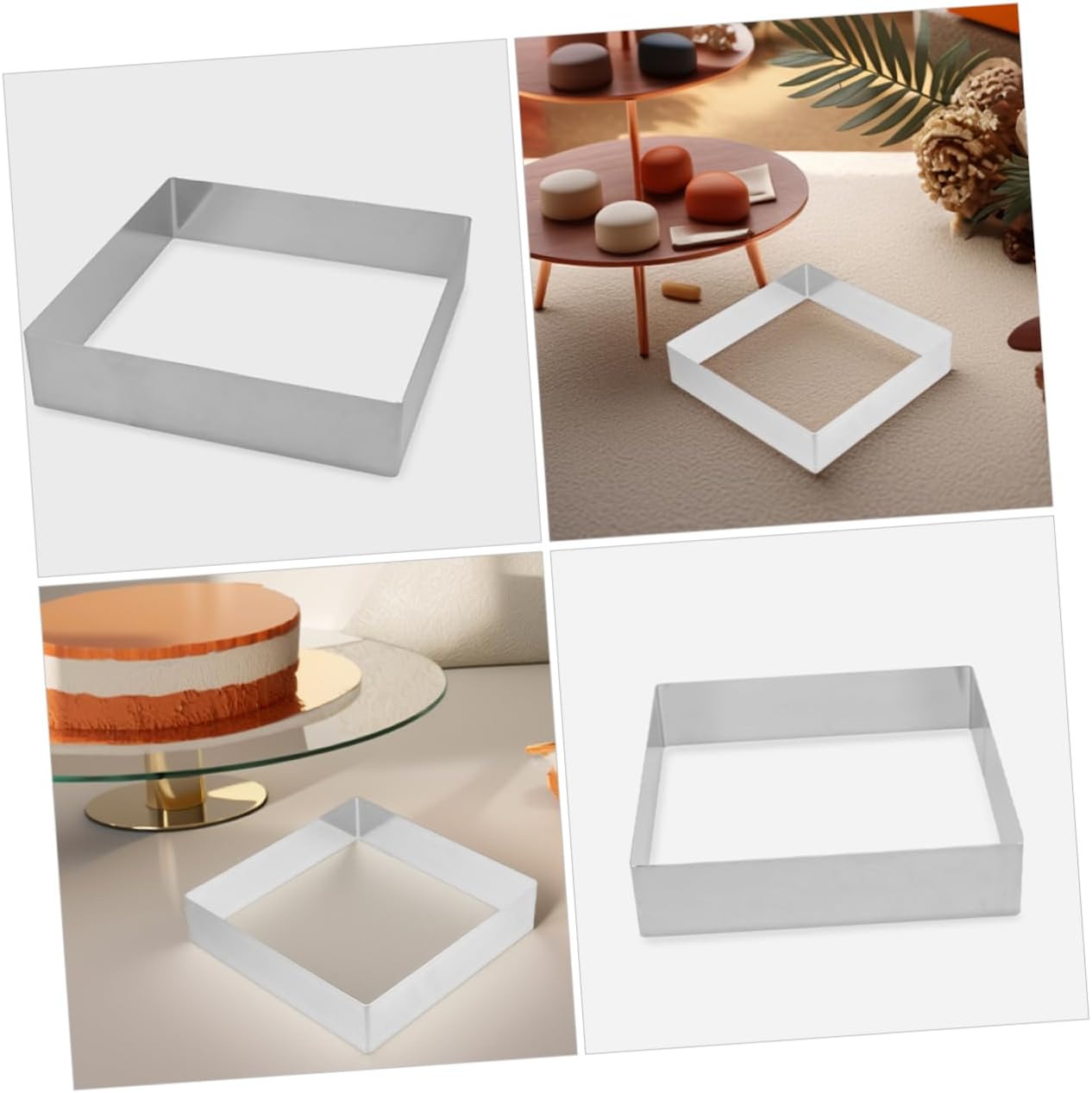 2pcs Square Mousse Cake Ring Mold High Precision Stainless Steel Pastry Ring for Baking Delicious Desserts for Home Gatherings and Festive Celebrations
