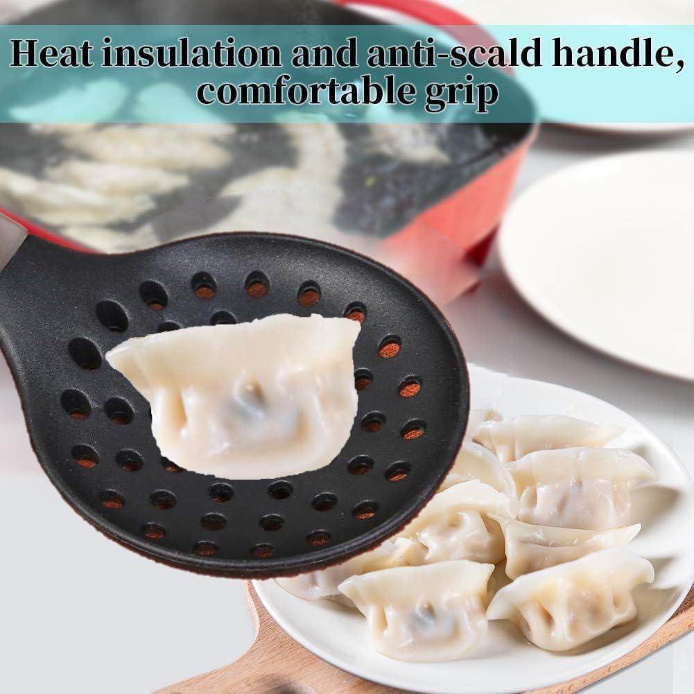 Ramkuwar Silicone Wok Skimmer Baking and Mixing Spatula Premium Slotted Spoon Scoop Strainer Colander BPA Free with Stainless Steel Handle for Non Stick Cookware 1