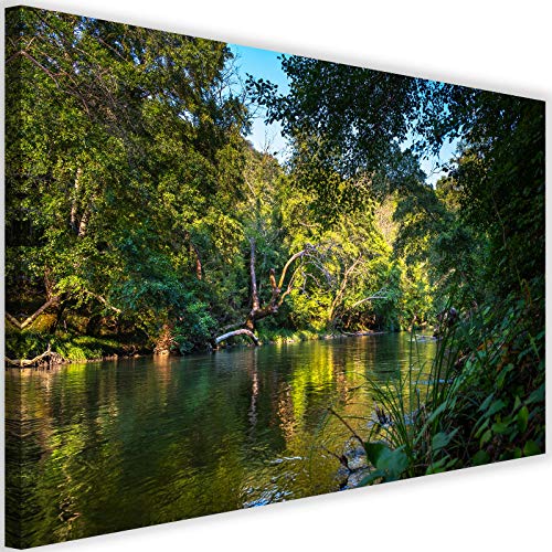 Toile paysage de forêt pour apaiser une pièce image déco verte 100x70
