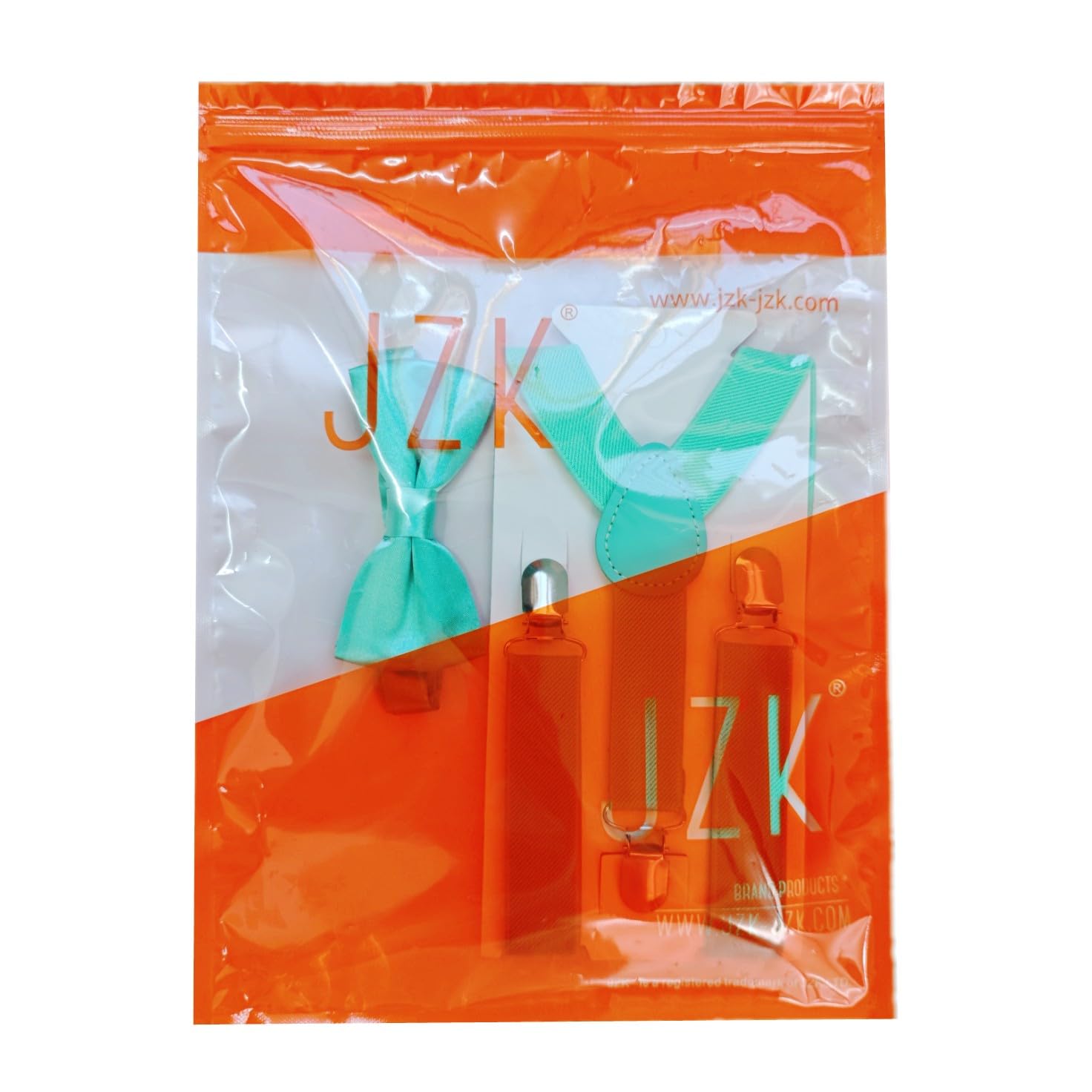 JZK Conjunto pajarita y tirantes verde azulado brillante para niños menos 135 cm, ajustable con clip forma Y tirantes con pajarita para infantil pequeños, para bodas, fiestas