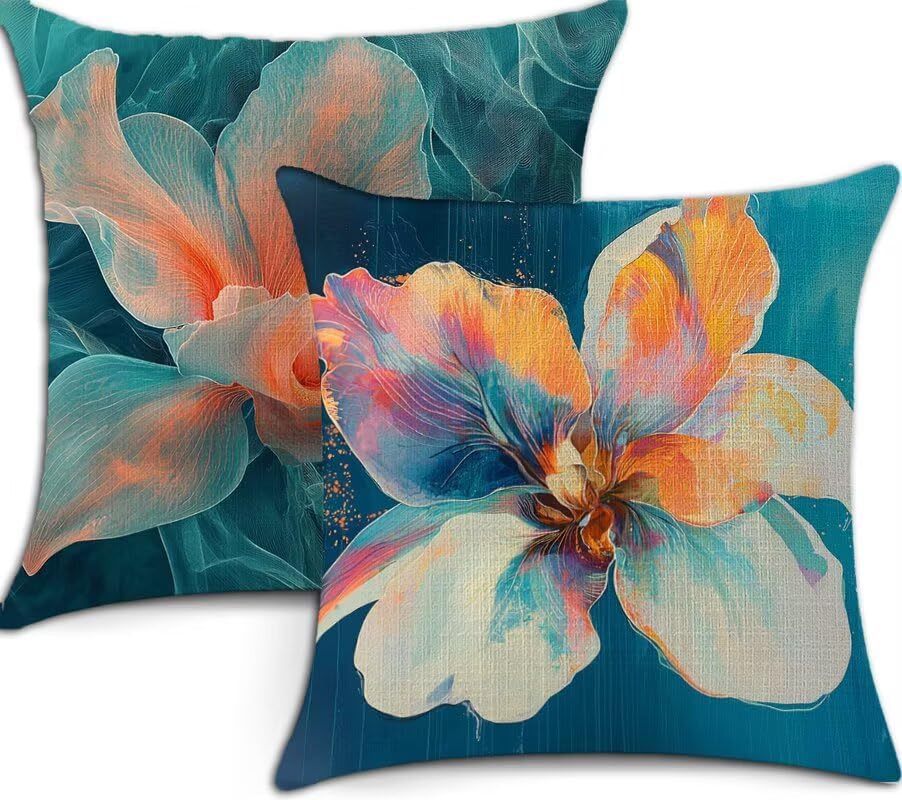 ソファークッション 青 クッションカバー 65x65 座布団カバー 蘭 Cushion Cover 可愛い おしゃれ 肌触り良い ソ