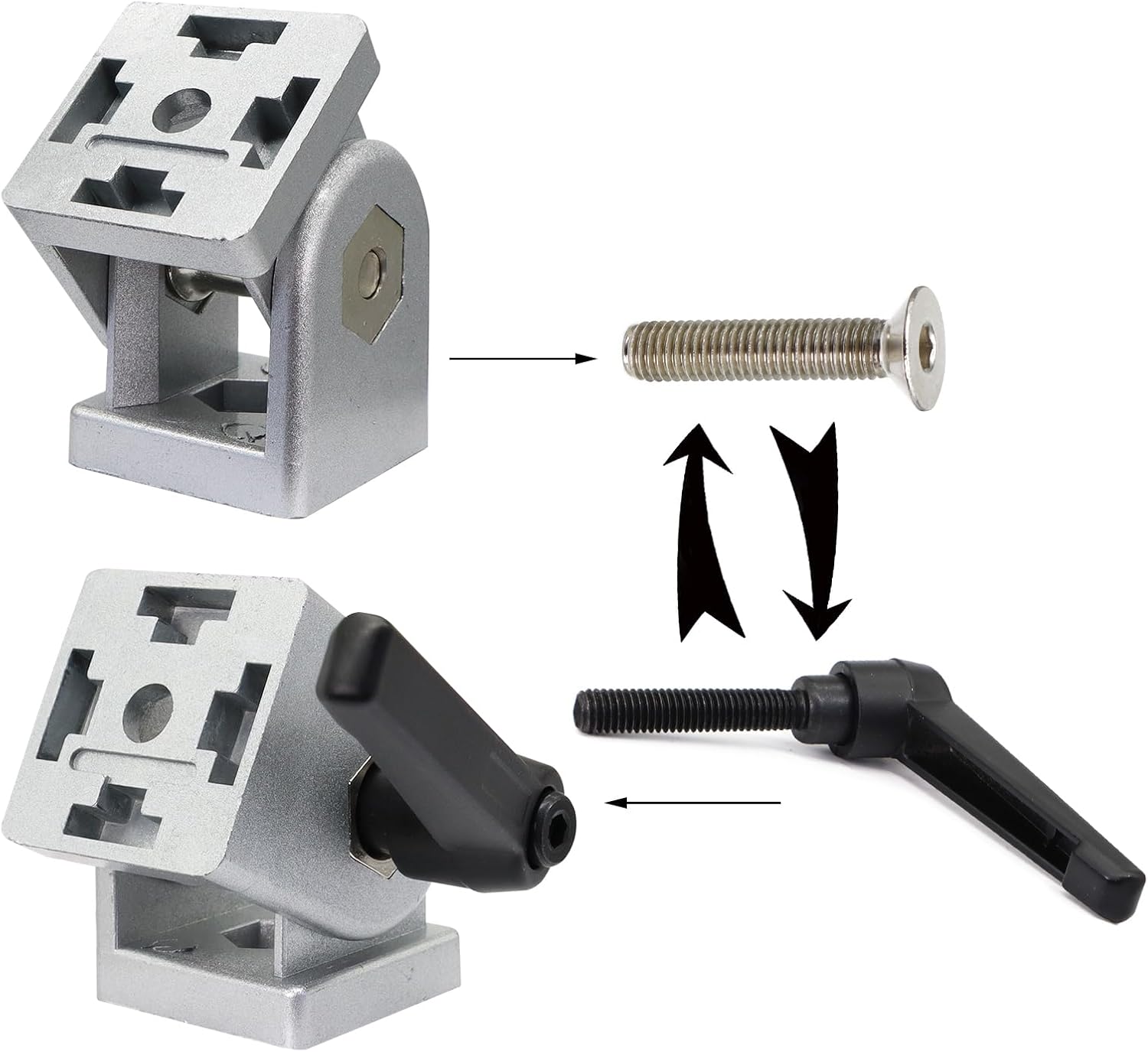 2pcs 40 Series Extrusion Pivot Joint for Aluminum Extrusion Profile 4040 Series, Flexible Pivot Joint with Wrech Handle for 4040 Aluminum Profile