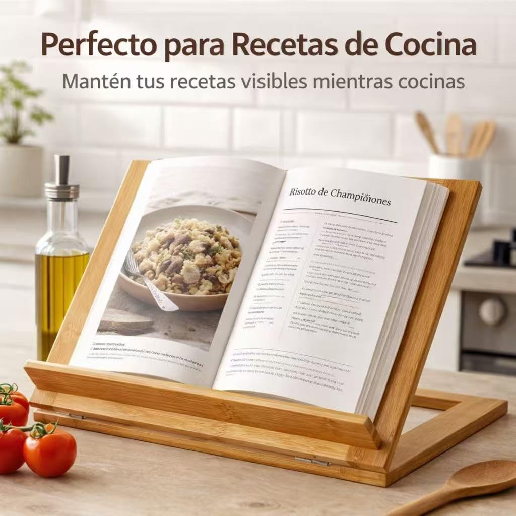Atril De Lectura Ajustable DAMDAM GO – Madera De Bambú Natural, 34x26x22 Cm, Ergonómico Para Libros, Tabletas Y Recetas