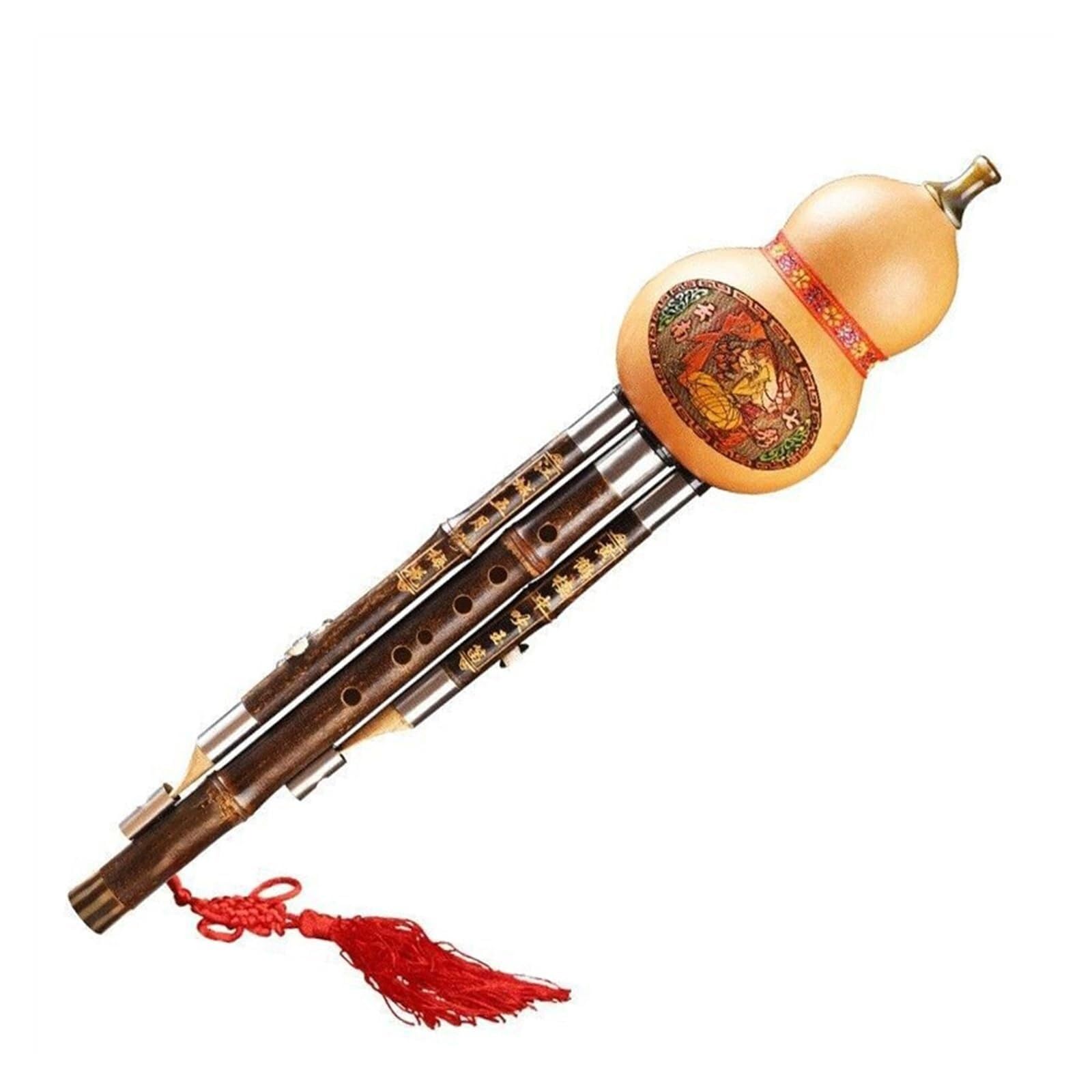 Flauta Hulusi anticaída Natural y duradera tres tonos Tecla C/B Tecla plana Calabaza Instrumento musical con estuche Hulusi profesional(B Flat)