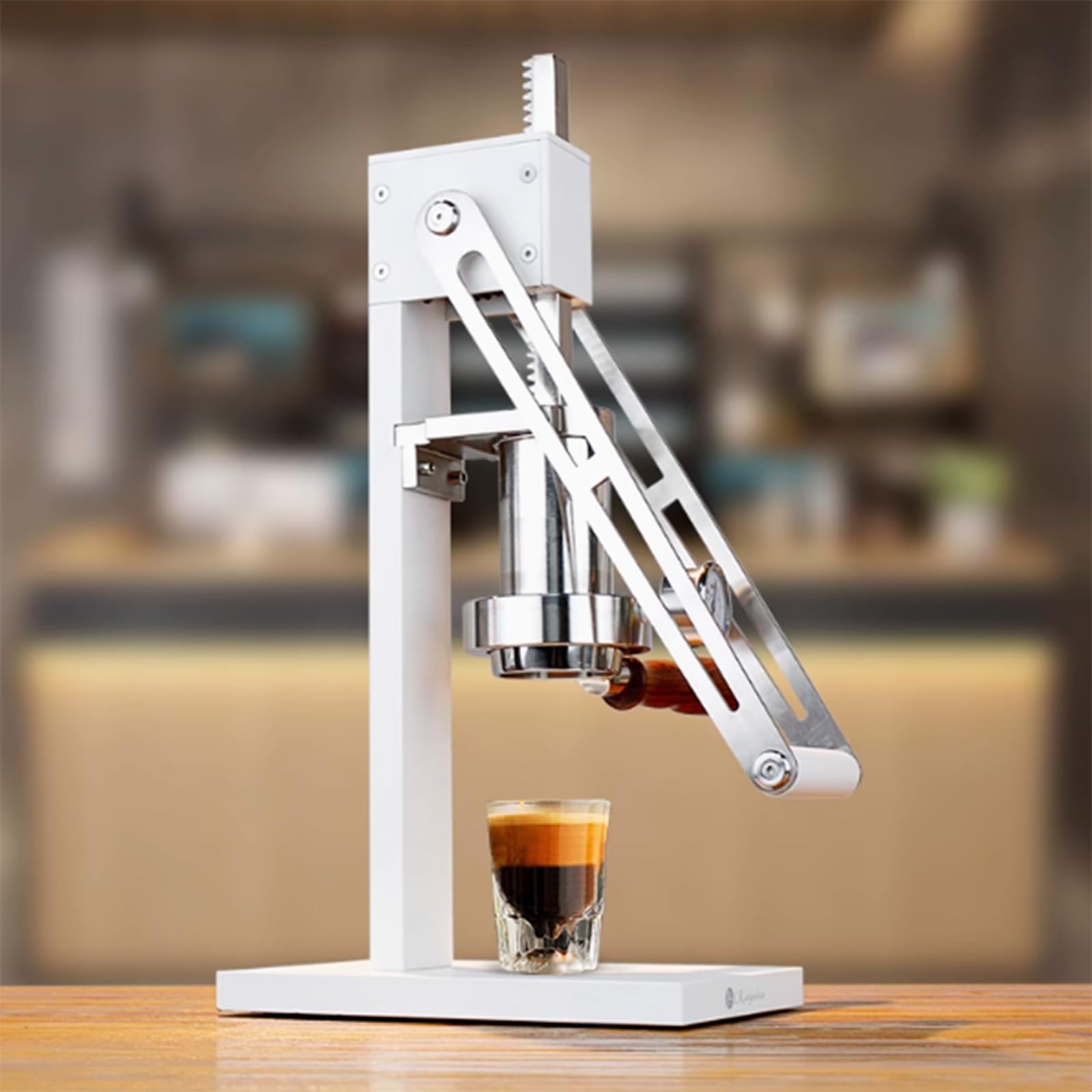 Máquina de espresso de palanca manual, máquina de prensa de espresso con cámara de presión, pistón y mango sin fondo para uso doméstico y exterior