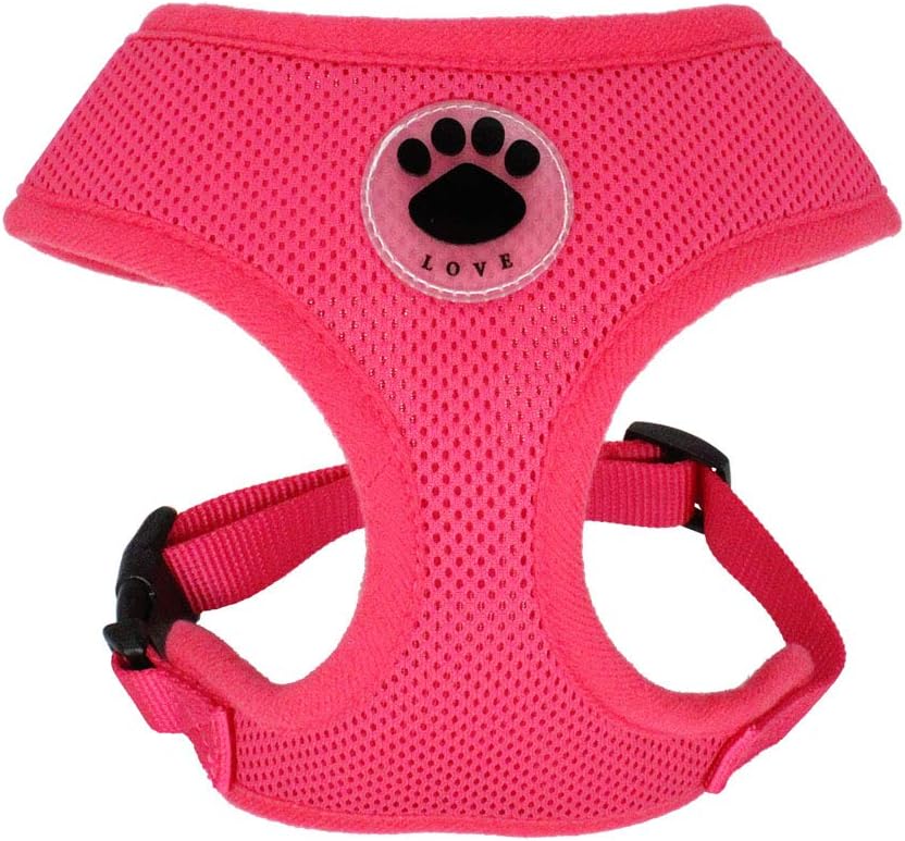 Soft Mesh Dog Harness No Pull Walking Comfort Padded Vest Harnesses Adjustable (L, Rose)