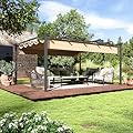 Aoxun 12x16FT Aluminum Pergola, Outdoor Retractable Pergola with Upgraded Canopy Cover, Heavy Duty Metal Pergolas and Gazebos with Adjustable Sun Shade for Modern Patio, Backyard, Deck, Garden