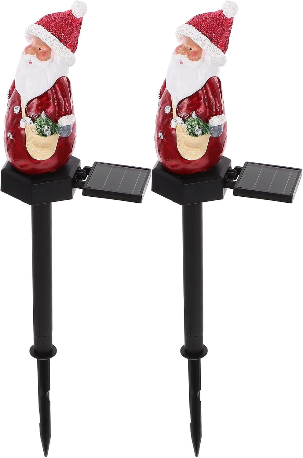FOMIYES Solar Powered Garden Stake Light 2pcs Outdoor Santa Figurine Lawn Lamp Christmas Yard Decor Solar Garden Lamp for Patio Walkway Lighting